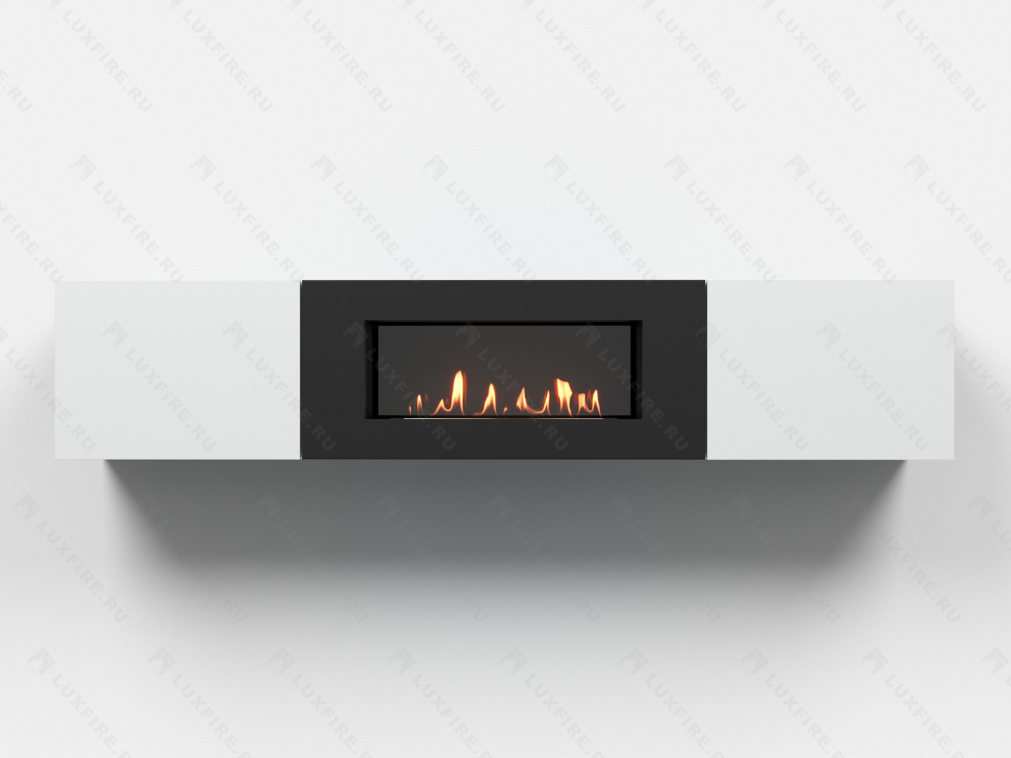 Тумба ТВ Lux Fire "Енисей" настенная 2000 матовая, белая с биокамином 900
