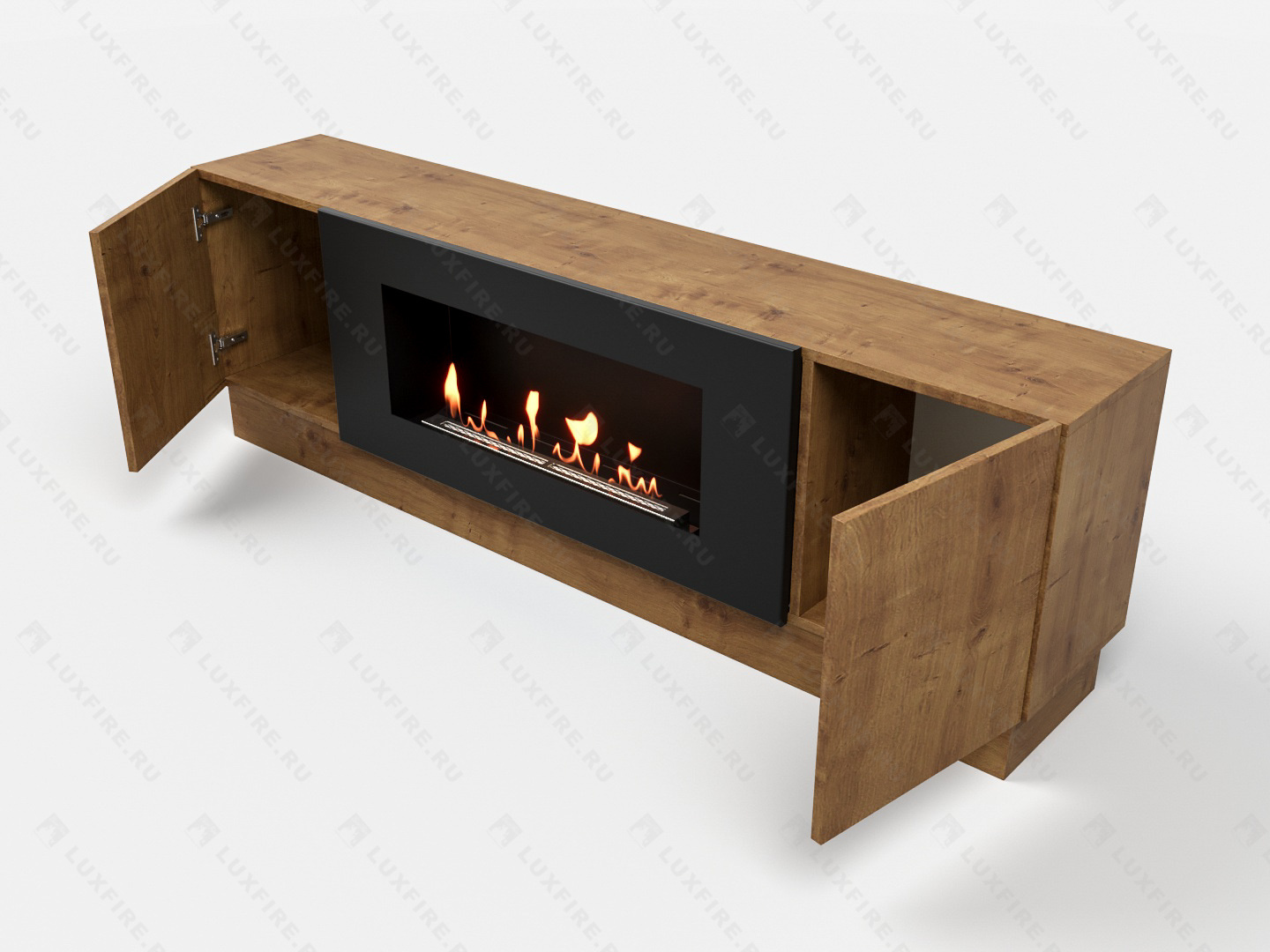 Тумба универсальная Lux Fire "Байкал" 1600, дуб вотан, с биокамином 900