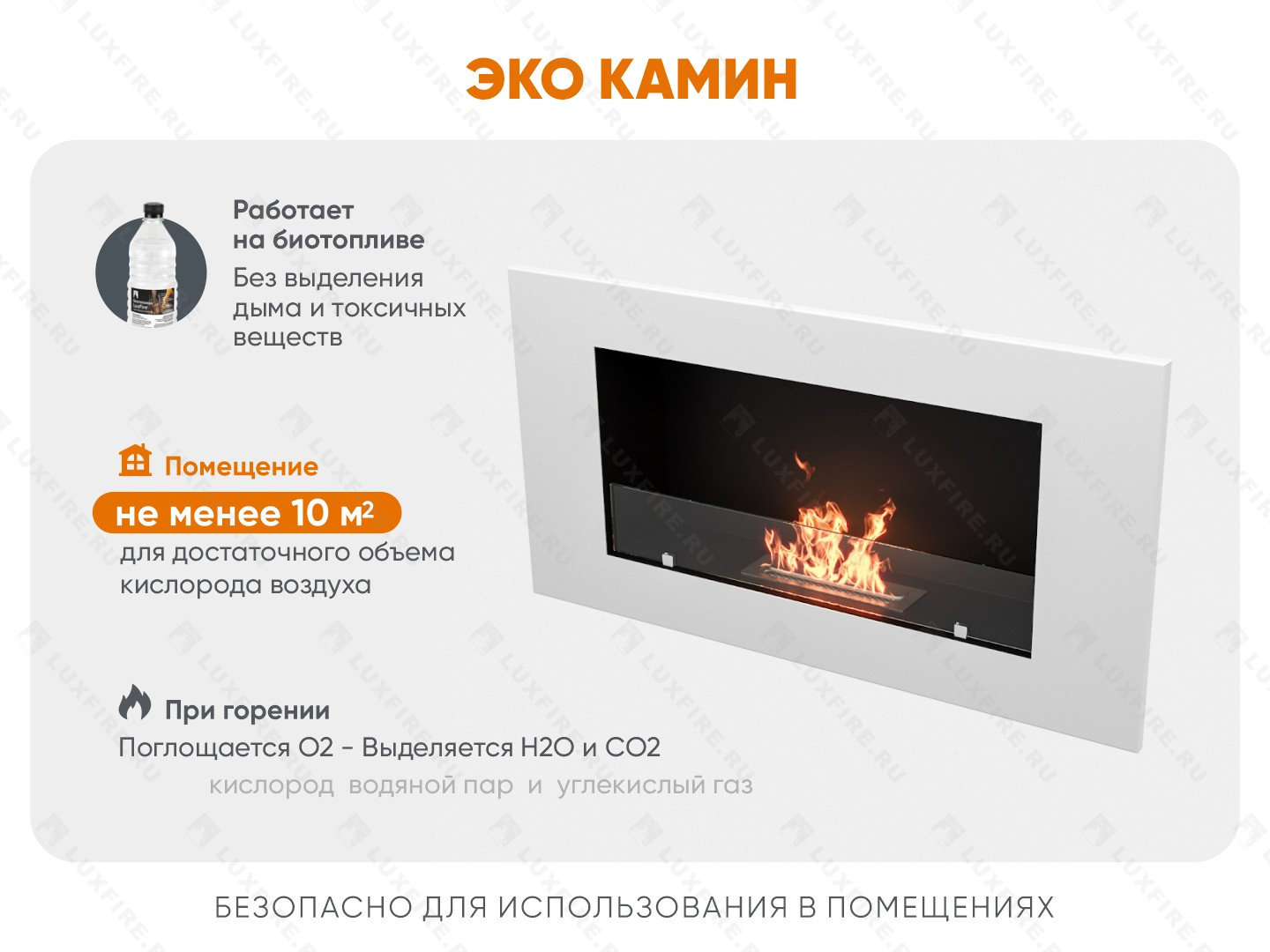 Настенный биокамин Lux Fire "Монро 1 Н" XS