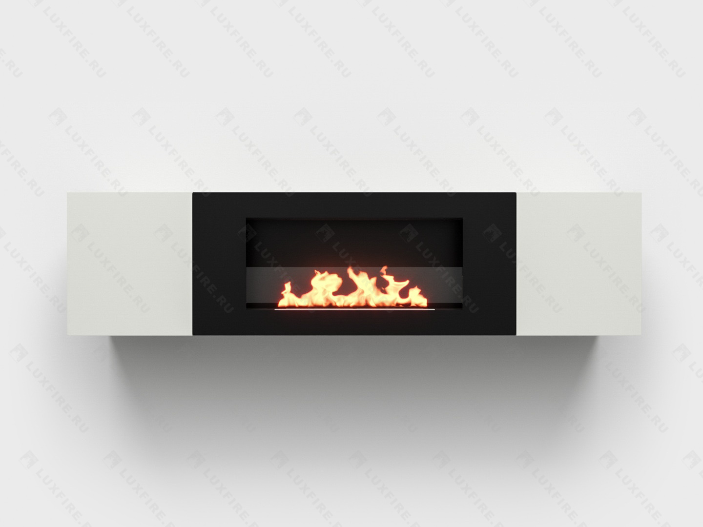 Тумба настенная Lux Fire "Нарва" 1600, белая, с биокамином Сатурн 900