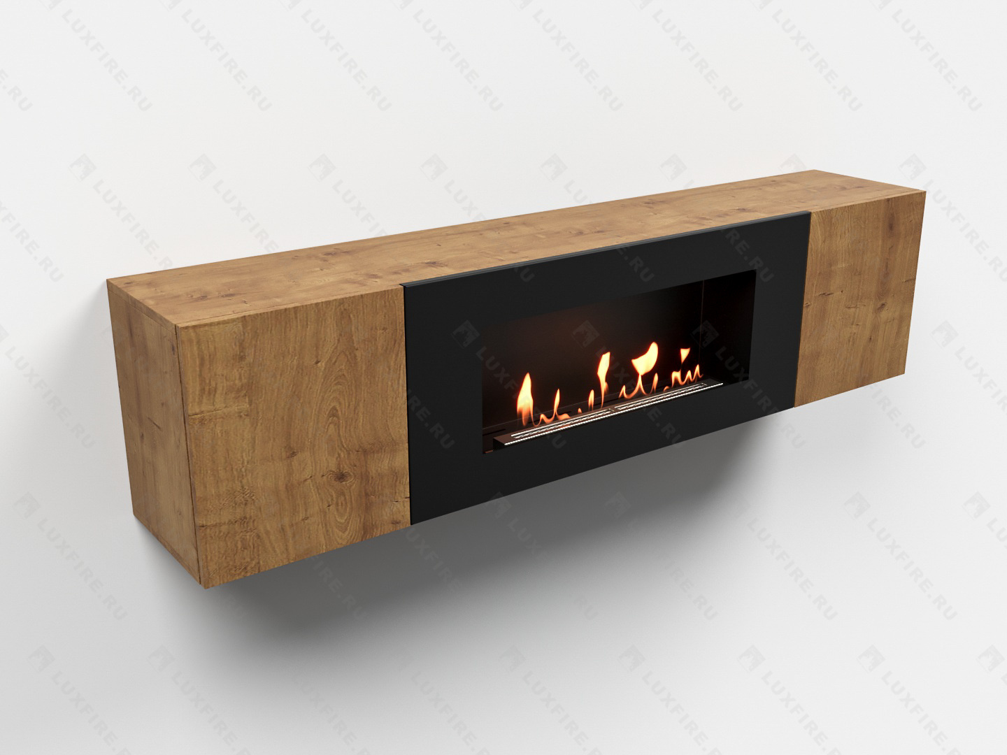 Тумба универсальная Lux Fire "Байкал" 1600, дуб вотан, с биокамином 900