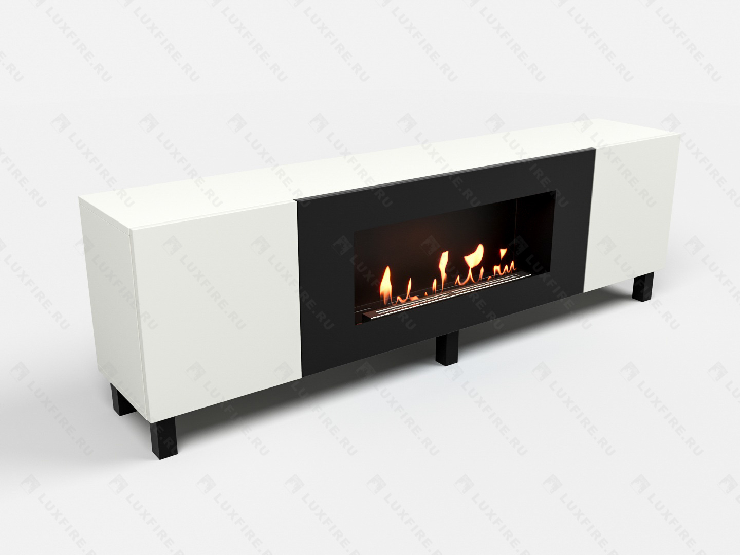 Тумба универсальная Lux Fire "Байкал Н" 1600, ножки, белый, с биокамином 900