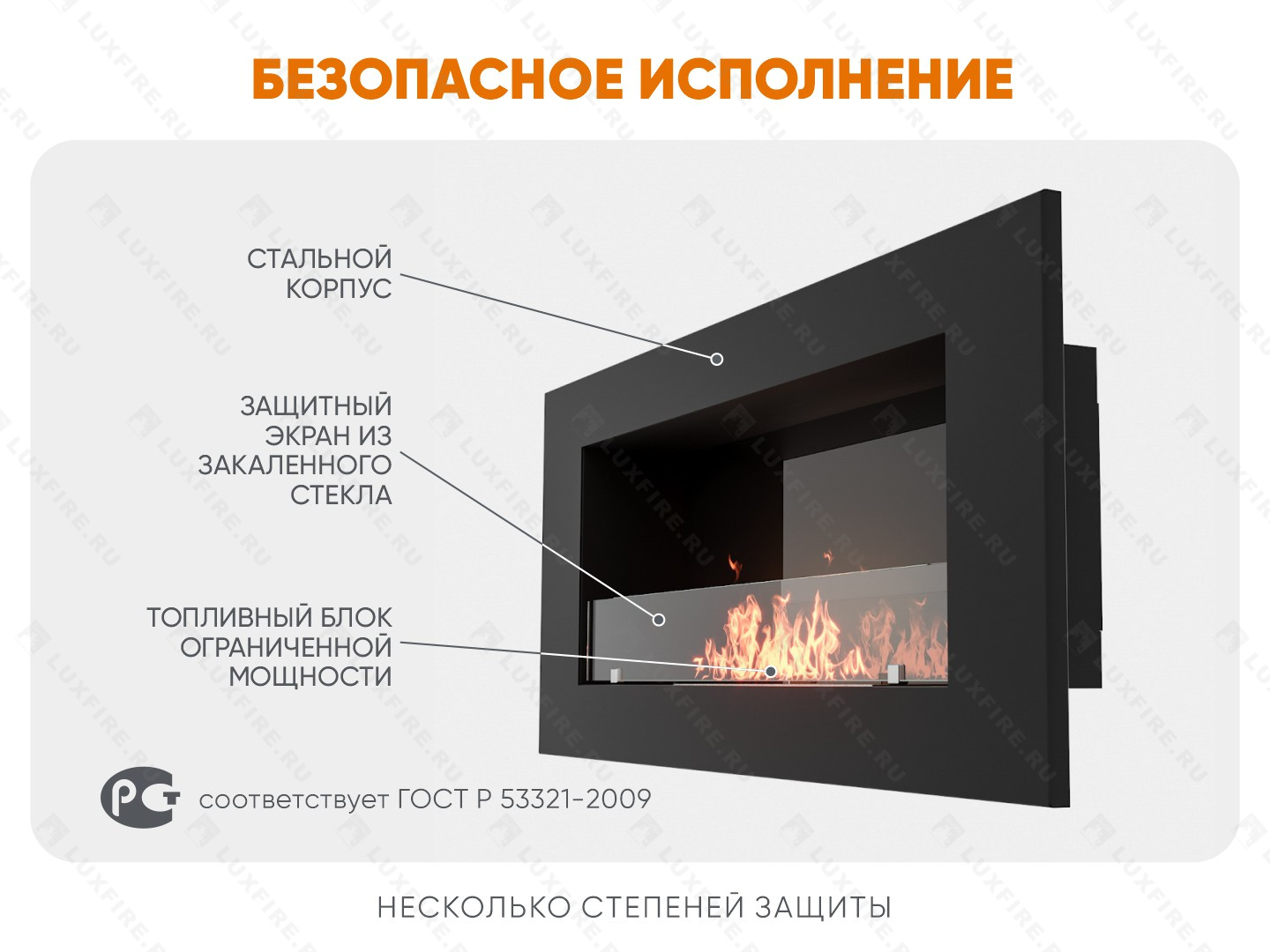 Настенный биокамин Lux Fire "Кент 2 Н" XS люкс со стемалитом