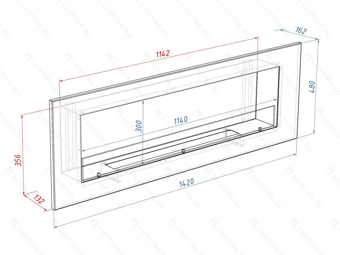 Настенный биокамин Lux Fire "Кент 3 Н" XS
