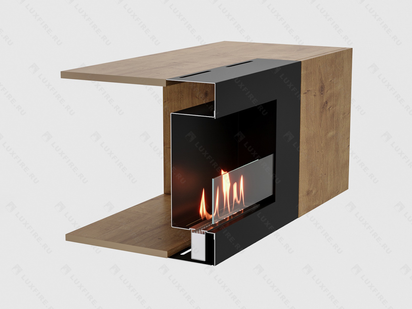 Тумба настенная Lux Fire "Нарва" 1600, дуб вотан, с биокамином Сатурн 900