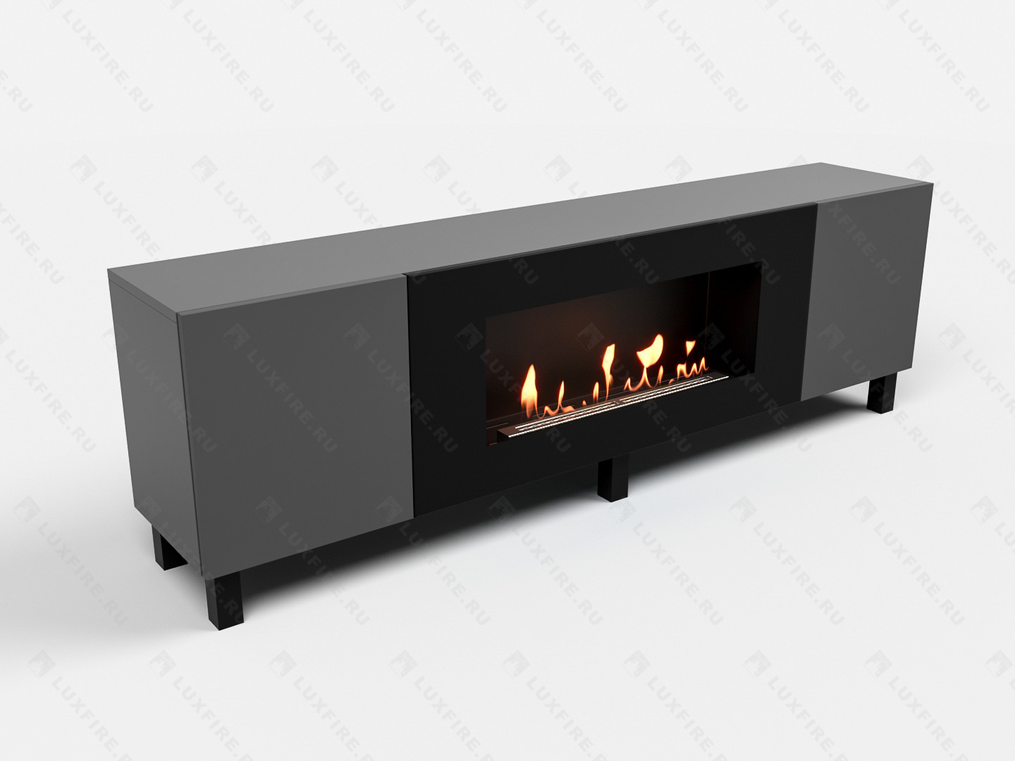 Тумба универсальная Lux Fire "Байкал Н" 1600, ножки, графит, с биокамином 900
