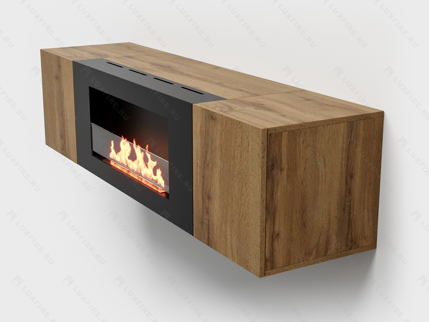 Тумба настенная Lux Fire "Нарва" 1600, дуб вотан, с биокамином Сатурн 900