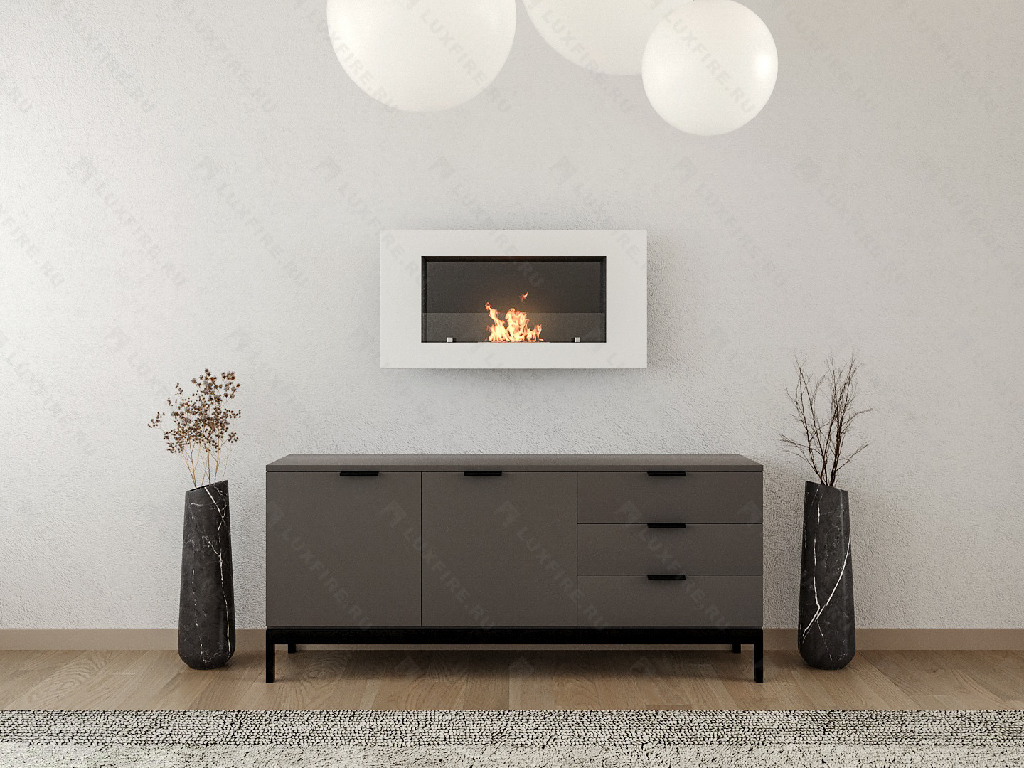 Настенный биокамин Lux Fire "Монро 1 Н" XS люкс со стемалитом