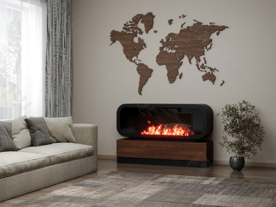 Тумба глухая Империал-1400 с автоматическим биокамином Lux Fire Genius-I 1000