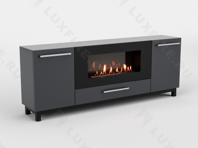 Тумба ТВ Lux Fire "Амур" напольная 1700 матовая, графит с биокамином 900