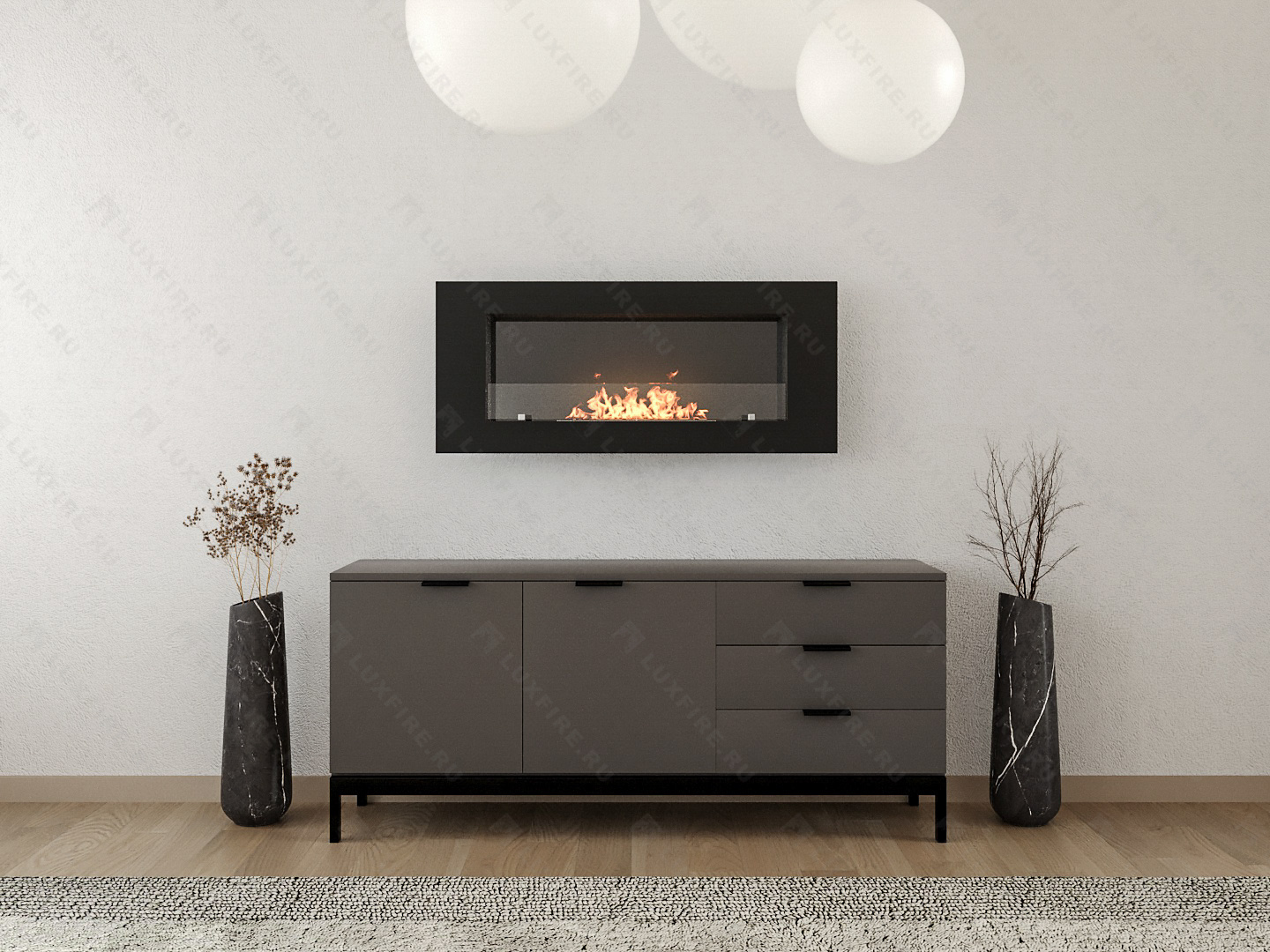 Настенный биокамин Lux Fire "Кент 2 Н" XS люкс со стемалитом