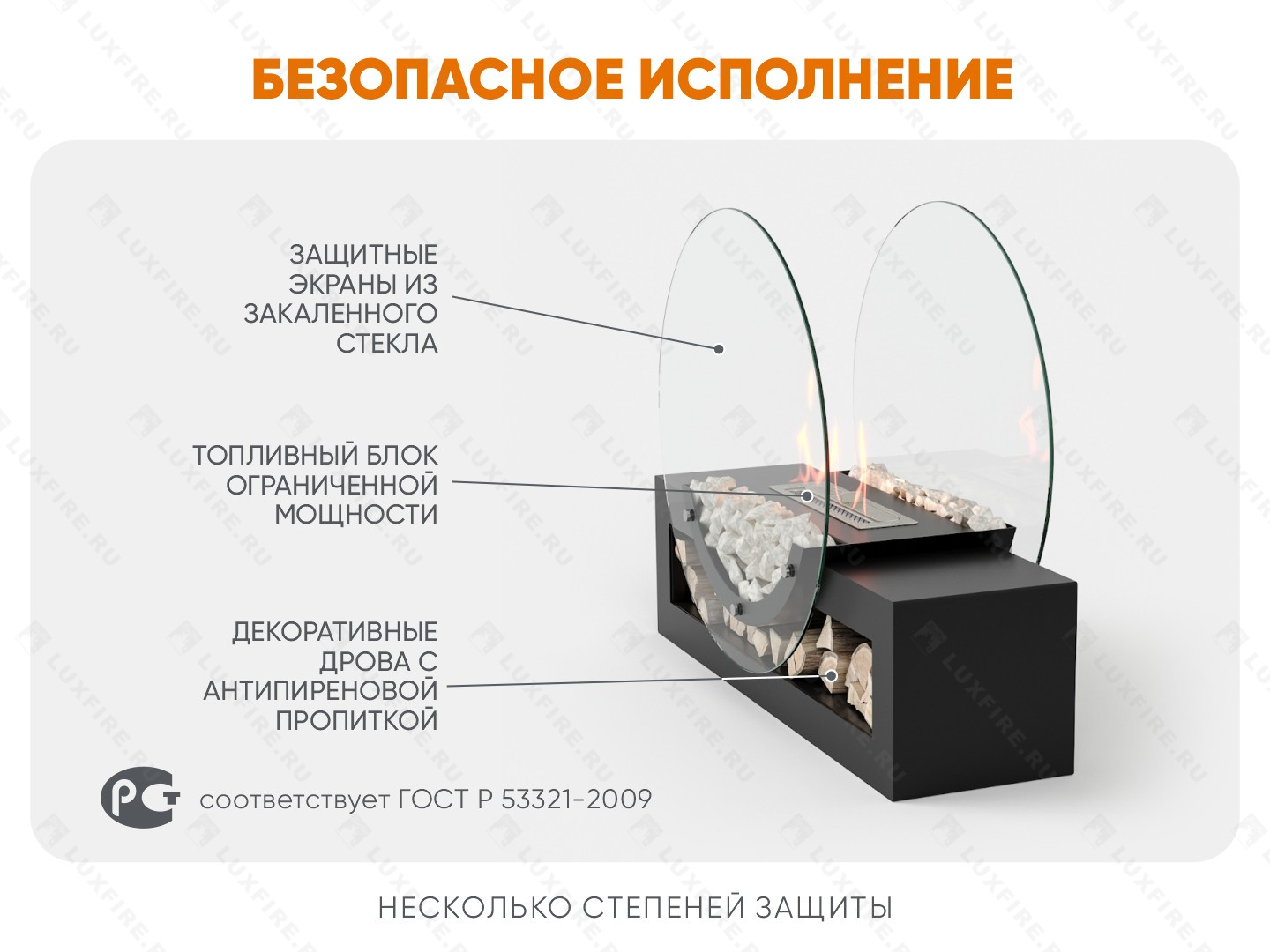 Напольный биокамин Lux Fire "Рональдо"