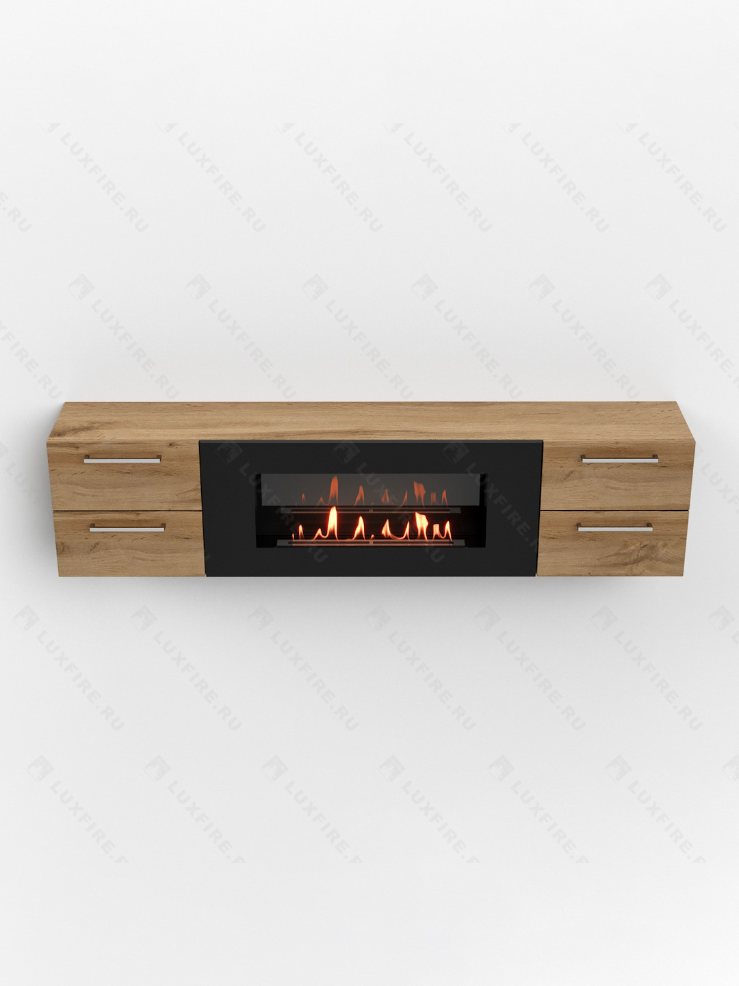 Тумба ТВ Lux Fire "Нева" настенная 1700 матовая, дуб вотан с биокамином 900