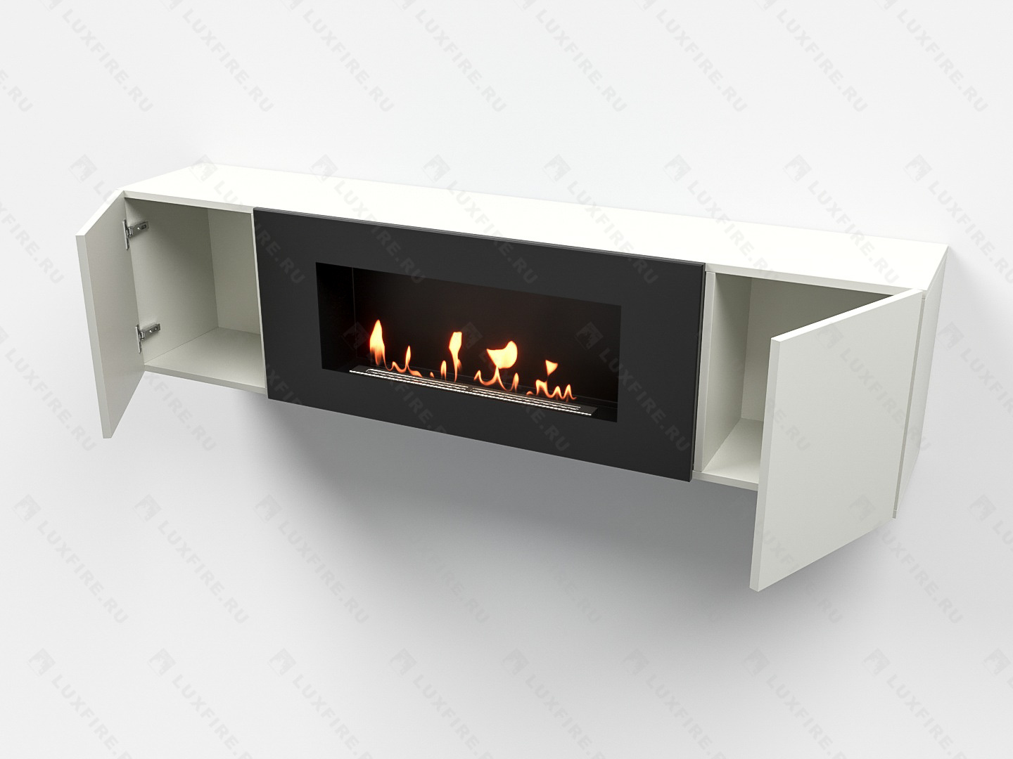 Тумба универсальная Lux Fire "Байкал" 1600, белая, с биокамином 900