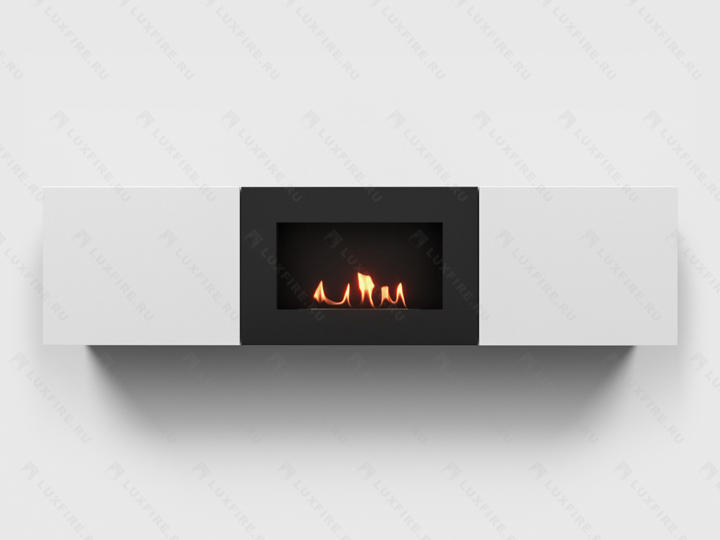 Тумба ТВ Lux Fire "Каспий" настенная 1600 матовая, белая с биокамином 600