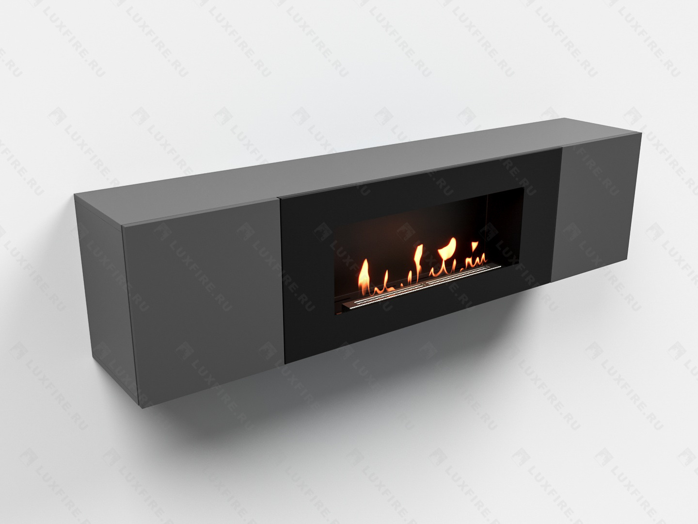 Тумба универсальная Lux Fire "Байкал Н" 1600, ножки, графит, с биокамином 900