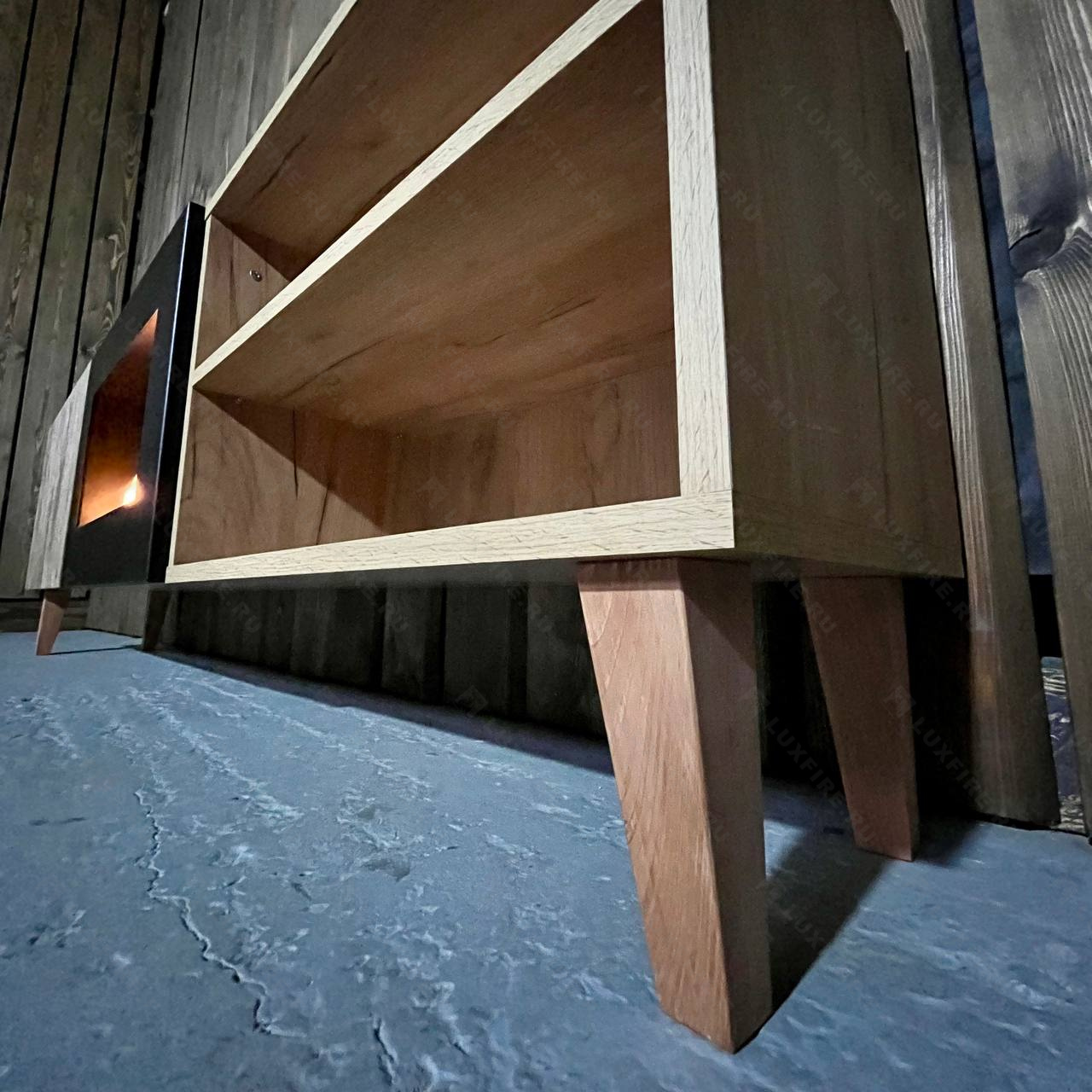 Тумба ТВ Lux Fire "Волга" напольная 1800, дуб вотан, с биокамином 600