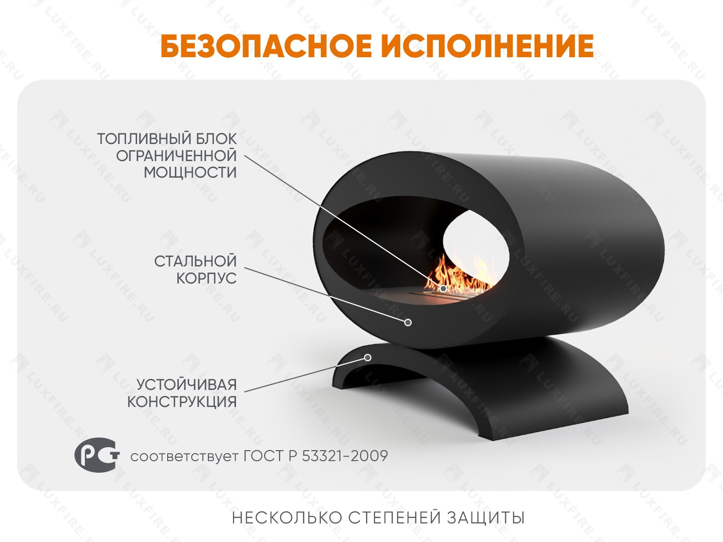 Напольный биокамин Lux Fire "Эклипс" 900