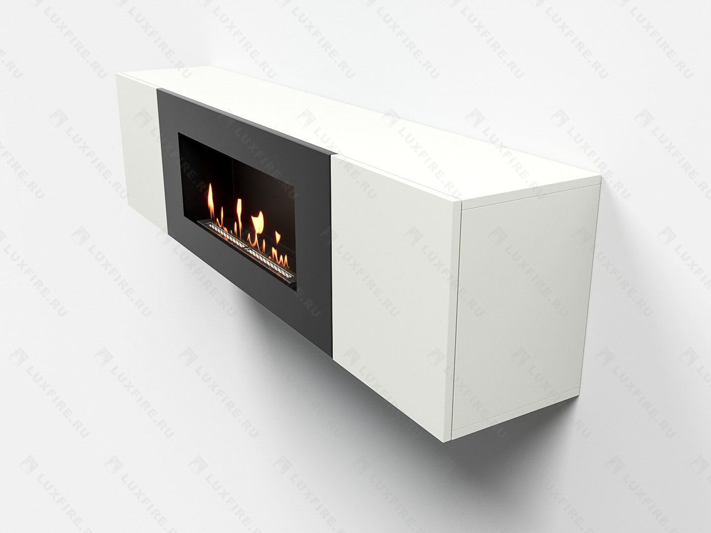 Тумба универсальная Lux Fire "Байкал" 1600, белая, с биокамином 900
