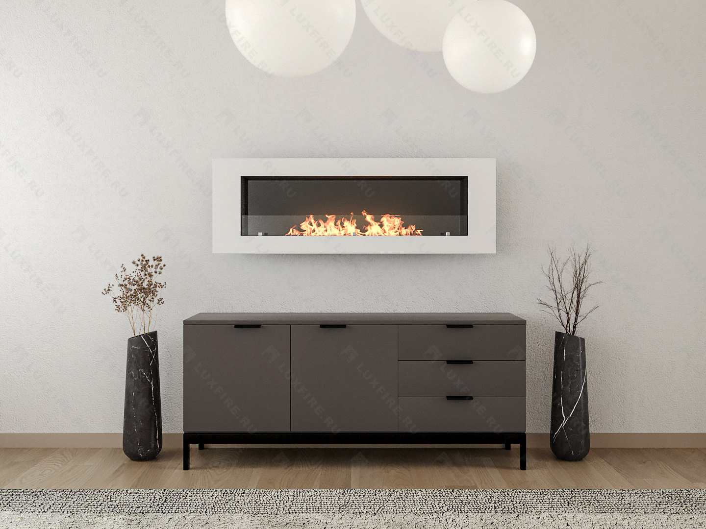 Настенный биокамин Lux Fire "Монро 3 Н" XS люкс со стемалитом