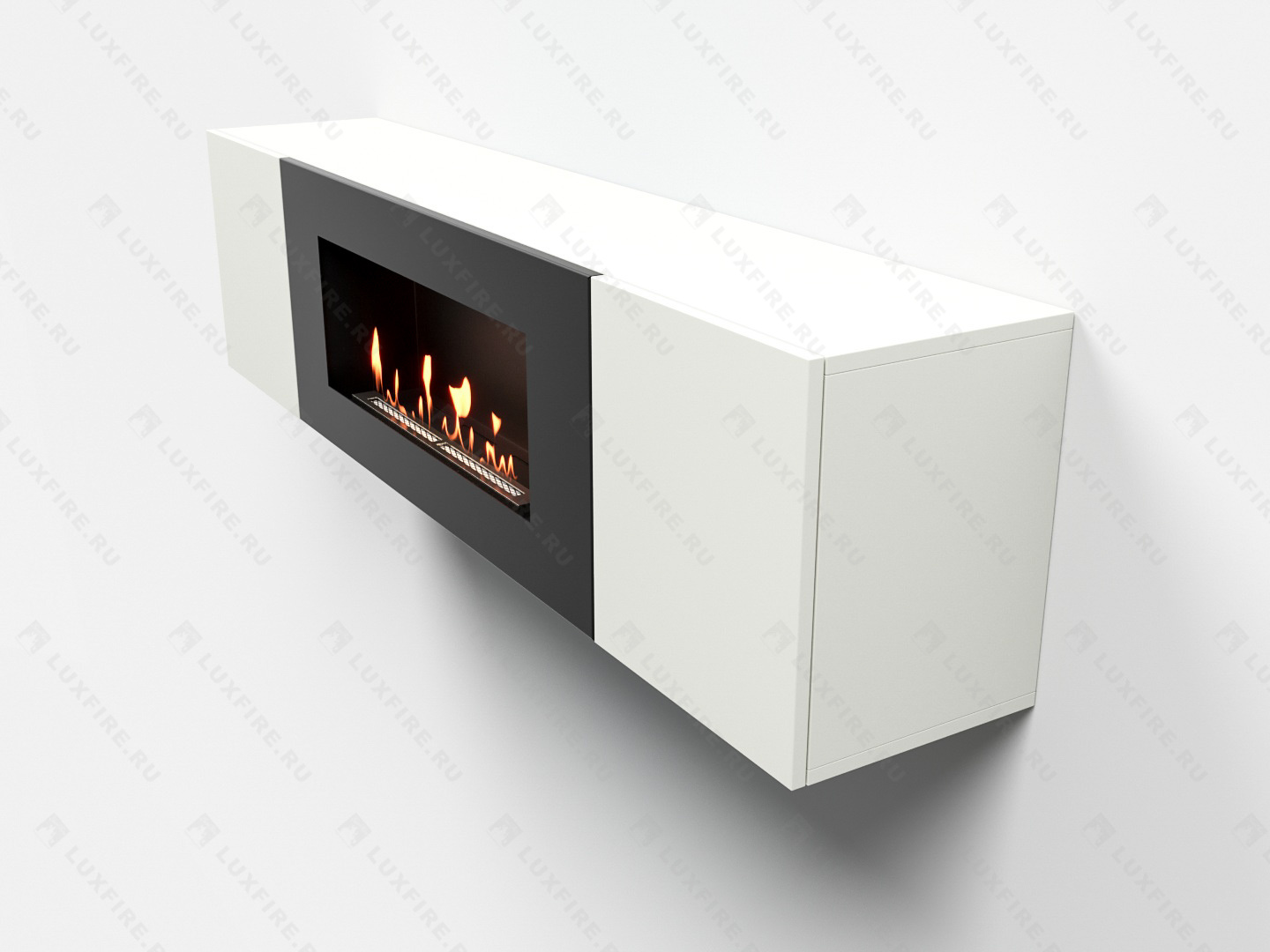 Тумба универсальная Lux Fire "Байкал Н" 1600, ножки, белый, с биокамином 900