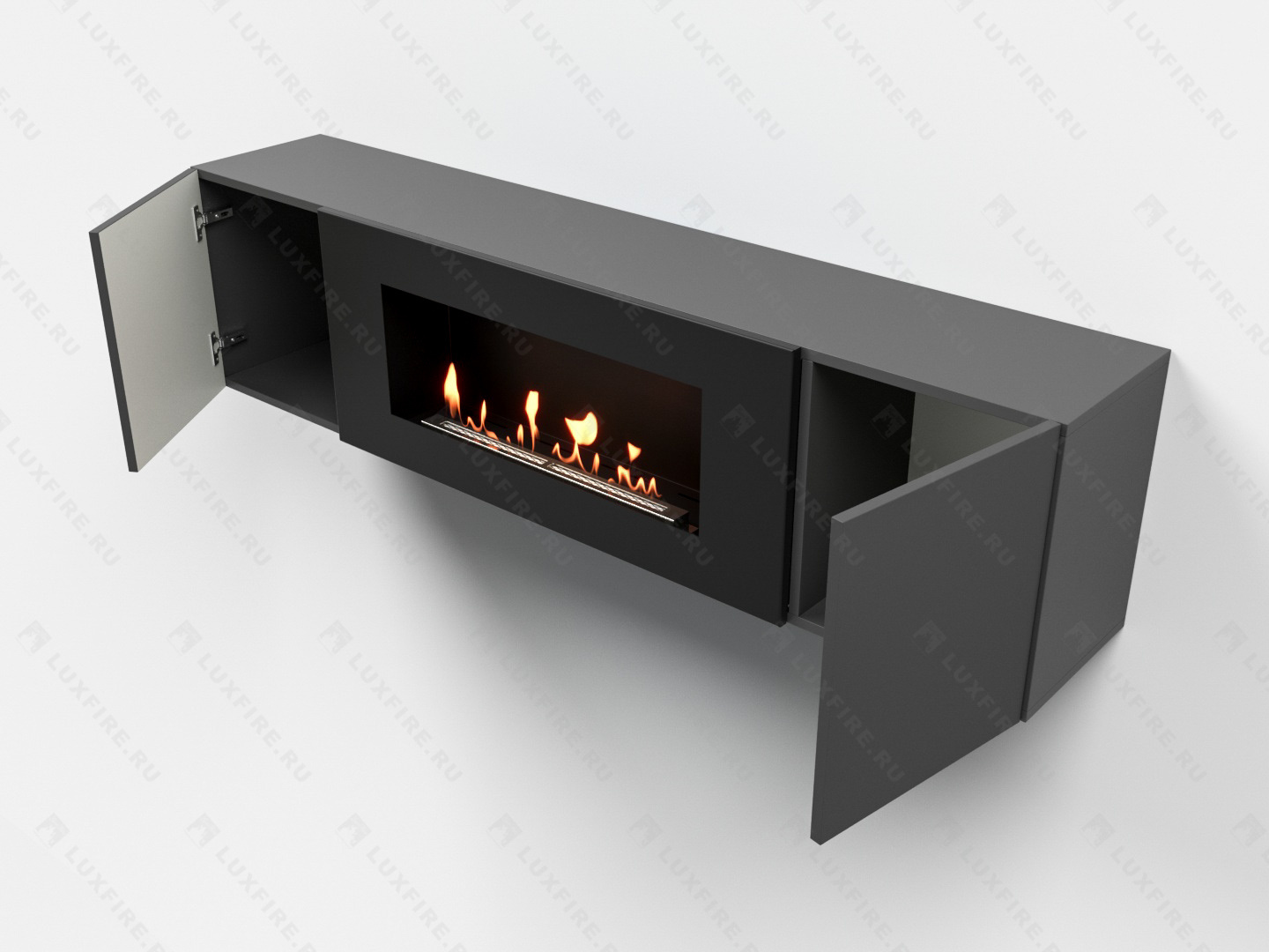 Тумба универсальная Lux Fire "Байкал Н" 1600, ножки, графит, с биокамином 900