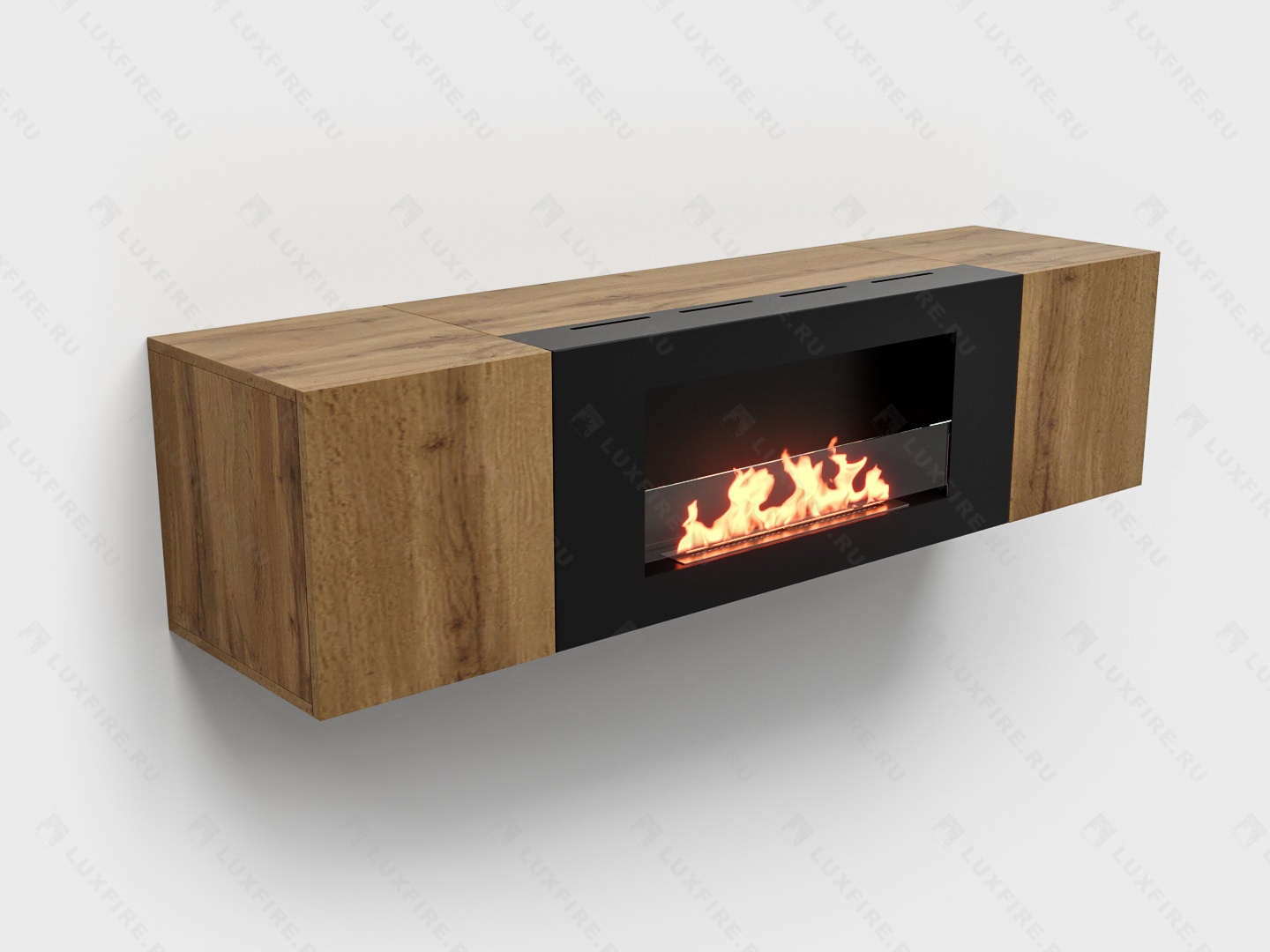 Тумба настенная Lux Fire "Нарва" 1600, дуб вотан, с биокамином Сатурн 900