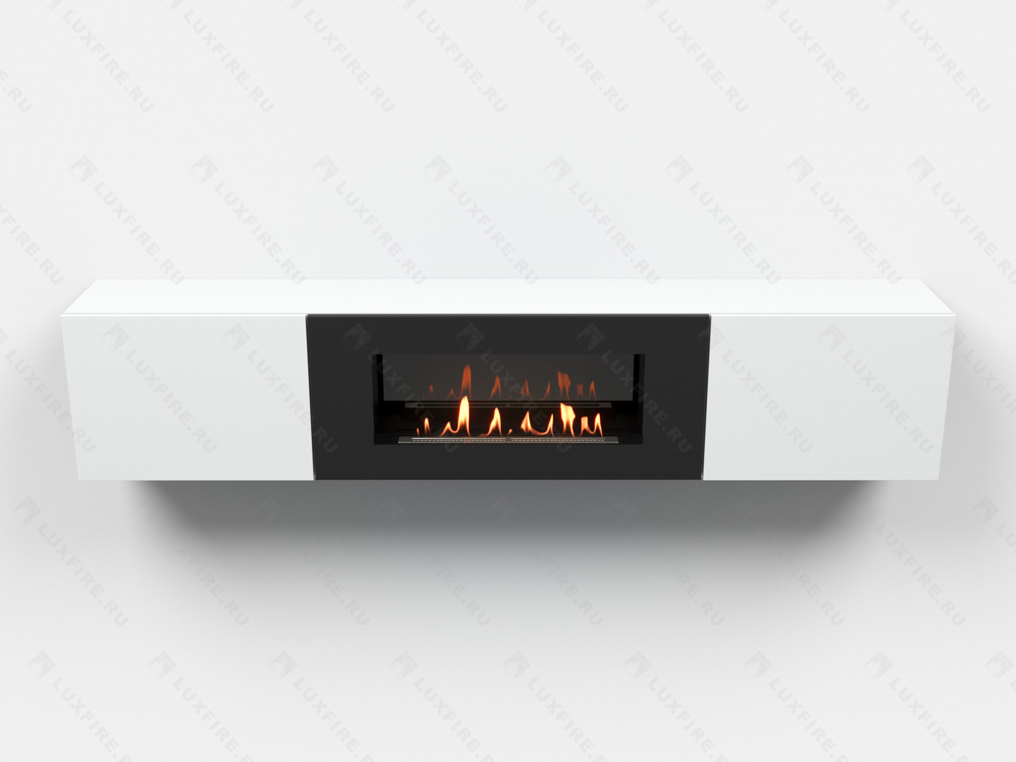 Тумба ТВ Lux Fire "Енисей" настенная 2000 матовая, белая с биокамином 900