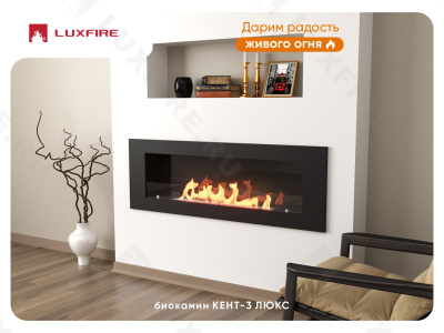Настенный биокамин Lux Fire "Кент 3 Н" XS люкс со стемалитом