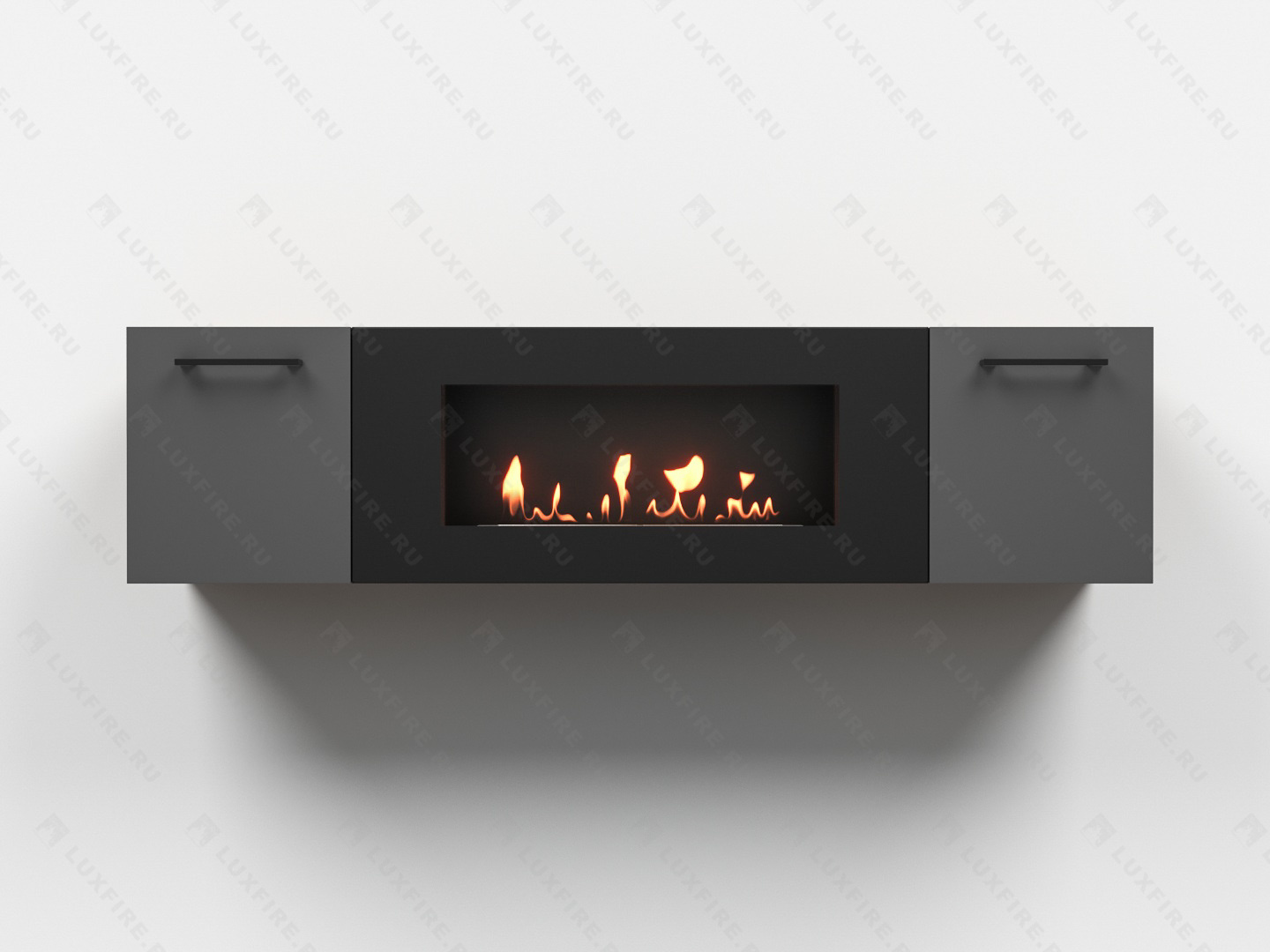 Тумба универсальная Lux Fire "Байкал Р" с ножками 1600, дуб вотан/графит матовый с биокамином 900