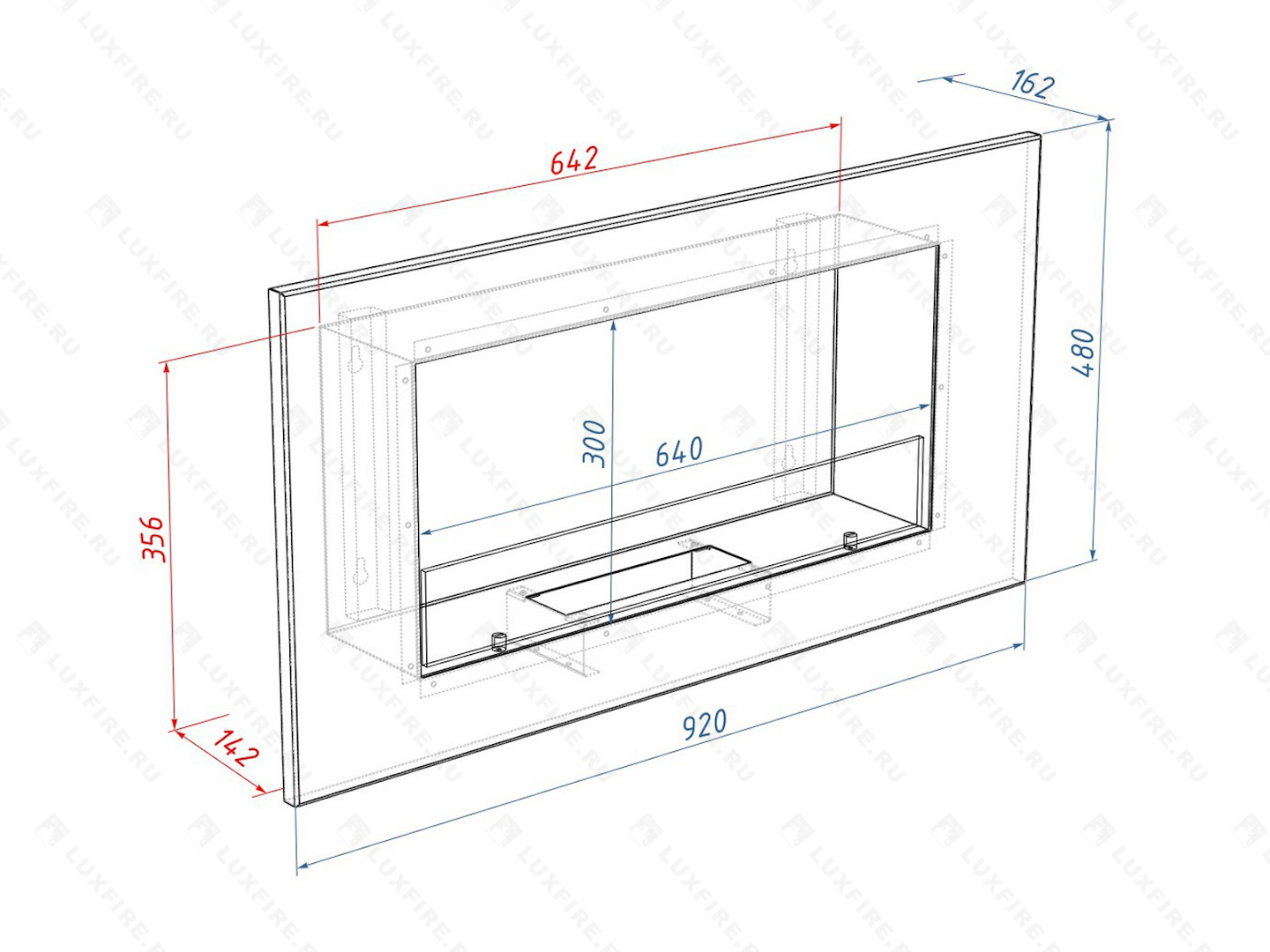 Настенный биокамин Lux Fire "Монро 1 Н" XS