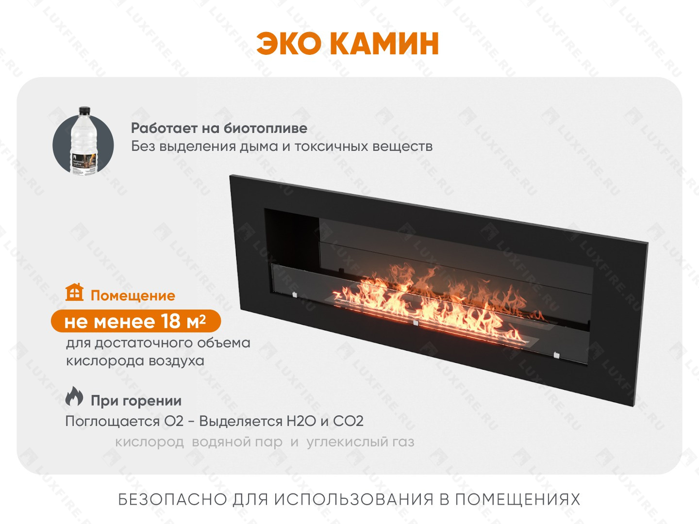 Настенный биокамин Lux Fire "Кент 3 Н" XS люкс со стемалитом