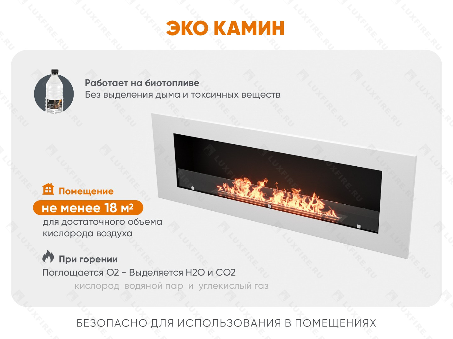 Настенный биокамин Lux Fire "Монро 3 Н" XS