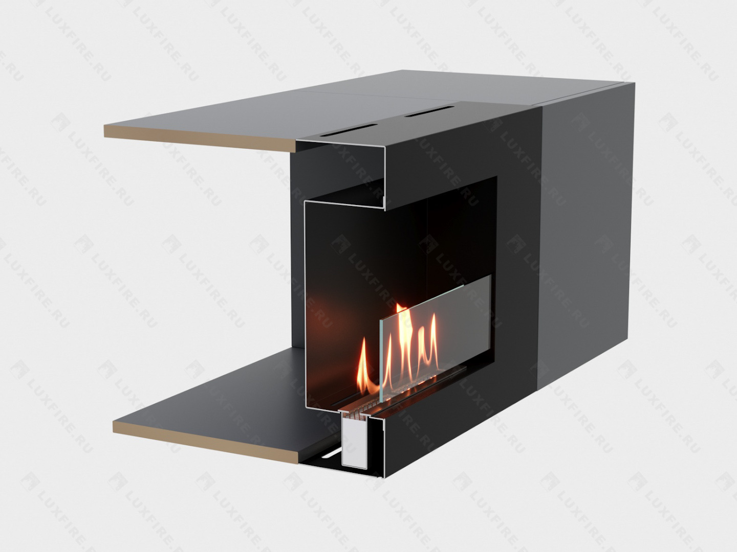 Тумба настенная Lux Fire "Нарва" 1600, графит, с биокамином Сатурн 900