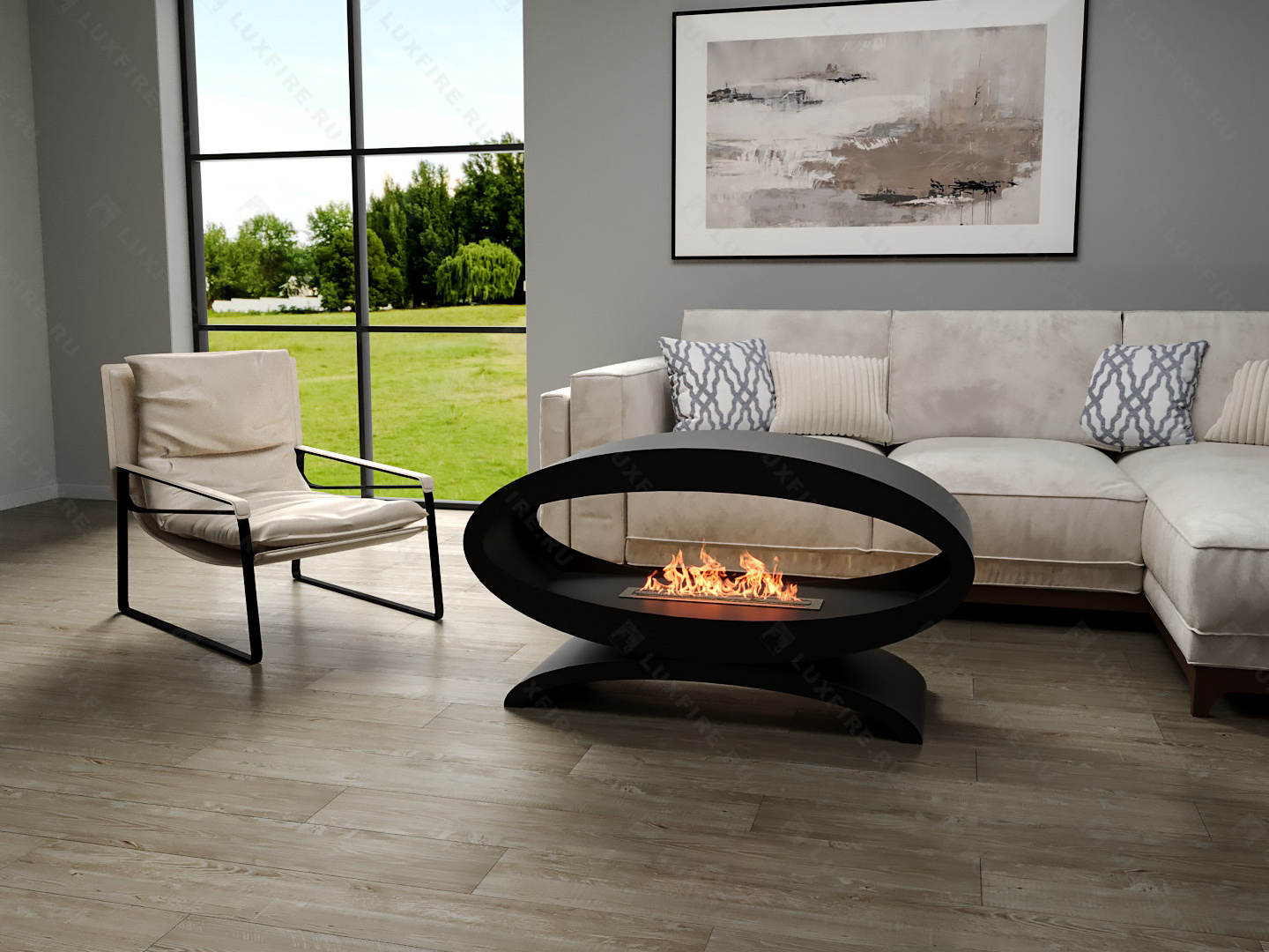 Напольный биокамин Lux Fire "Эклипс" 1200