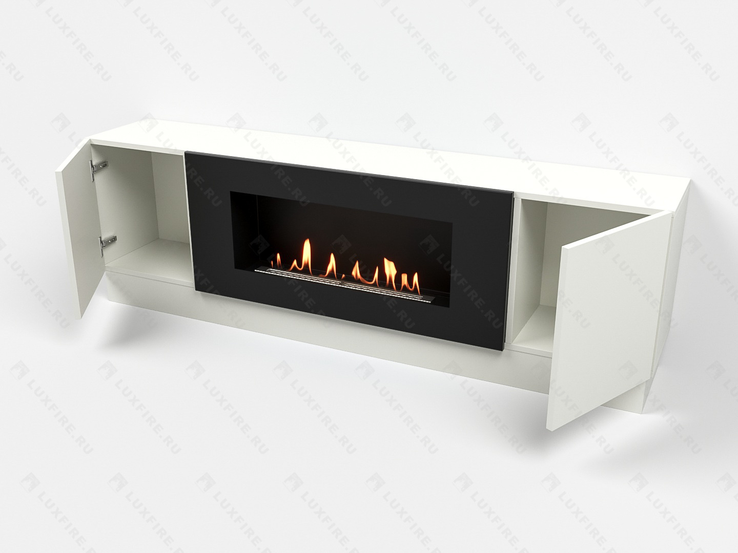 Тумба универсальная Lux Fire "Байкал" 1600, белая, с биокамином 900