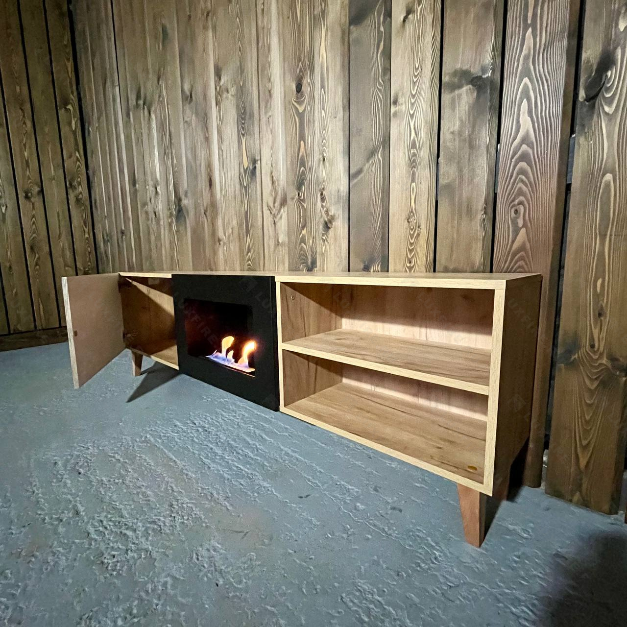 Тумба ТВ Lux Fire "Волга" напольная 1800, дуб вотан, с биокамином 600