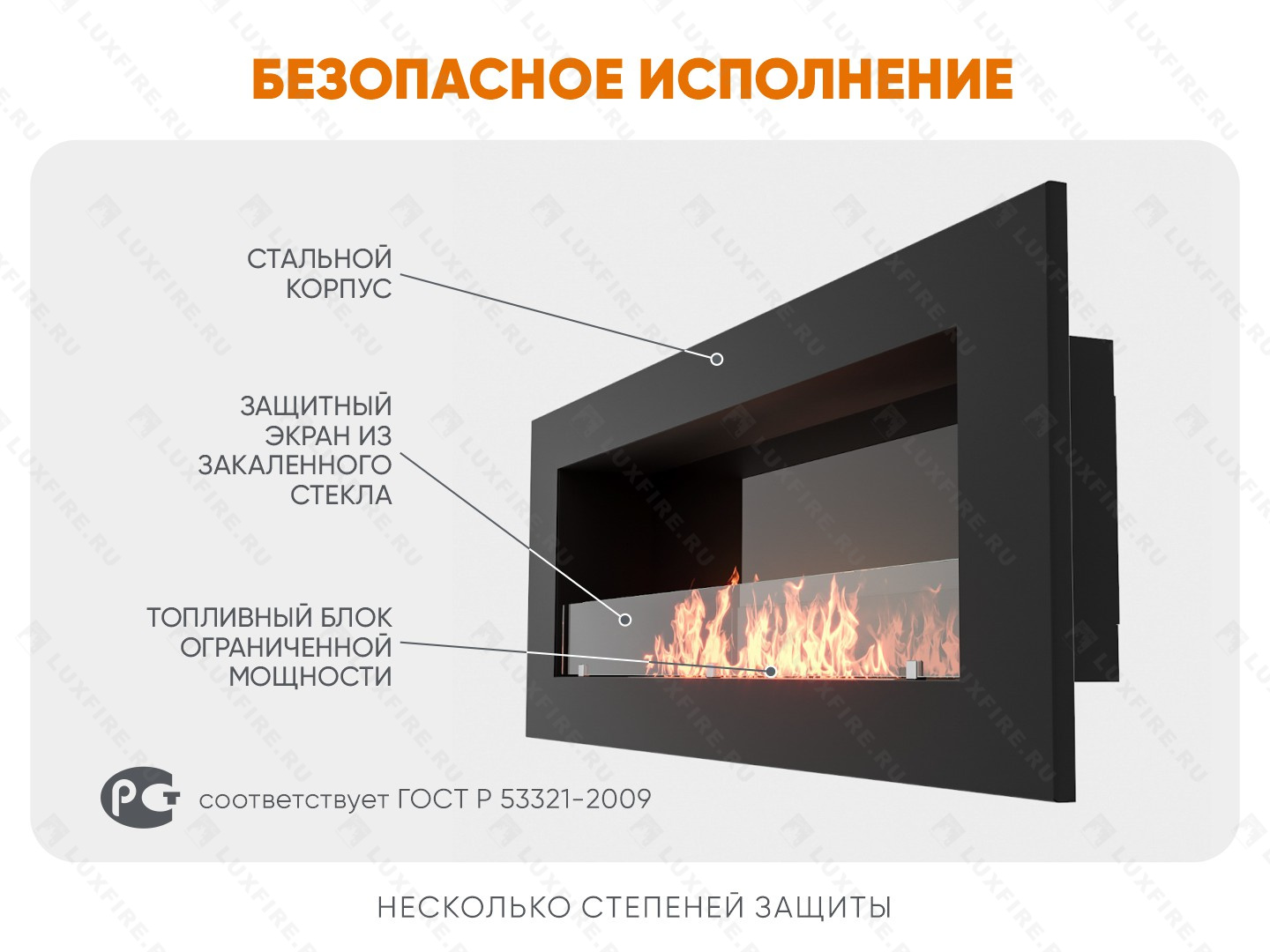 Настенный биокамин Lux Fire "Кент 3 Н" XS люкс со стемалитом