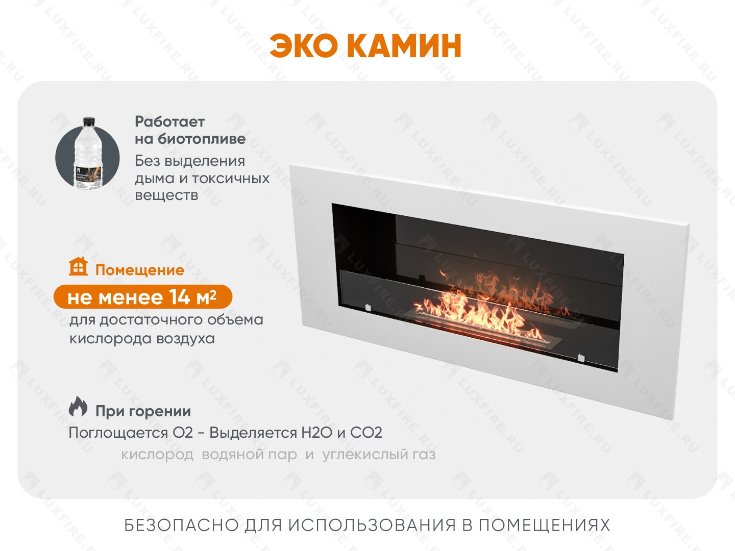 Настенный биокамин Lux Fire "Монро 2 Н" XS