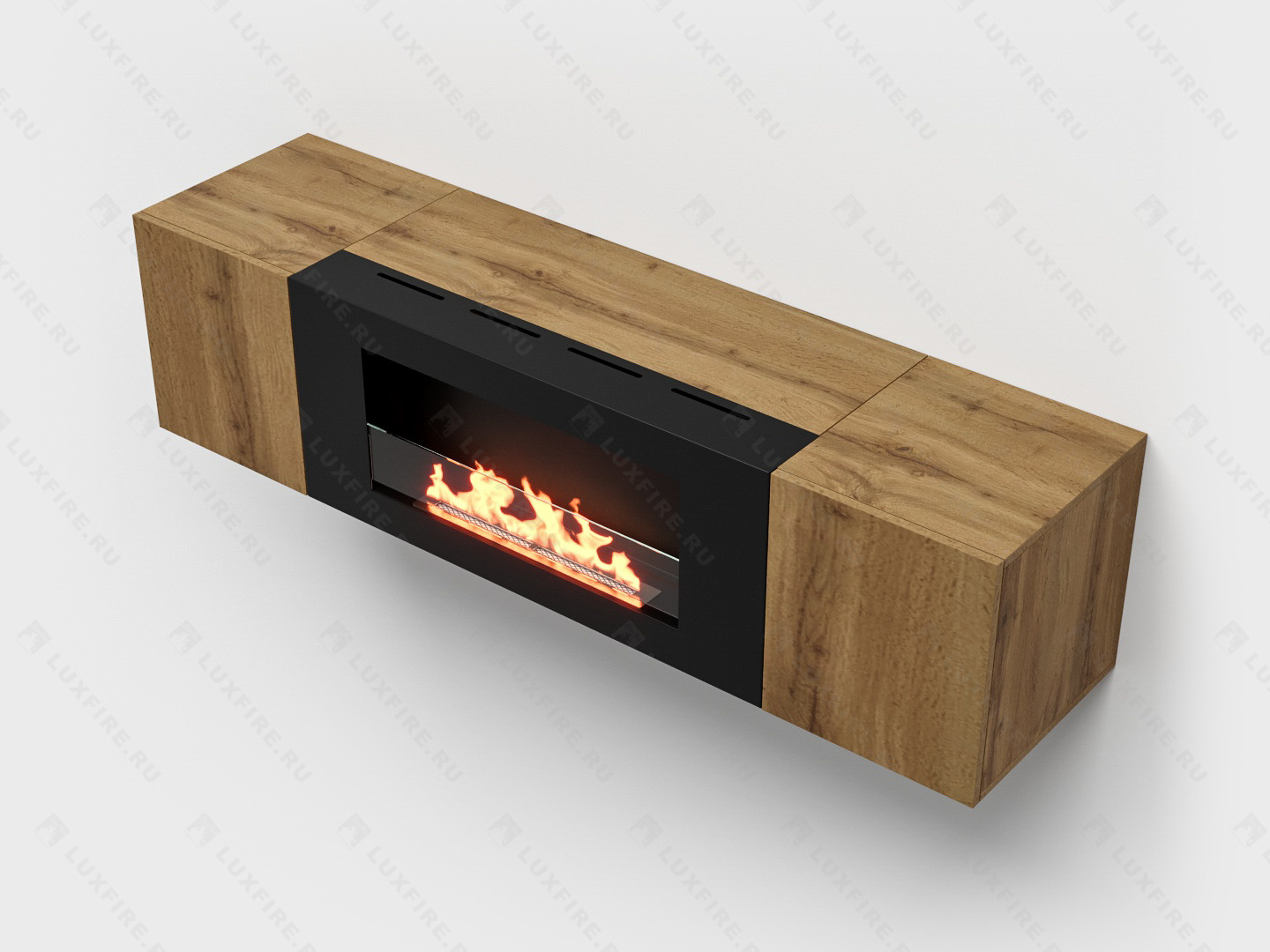 Тумба настенная Lux Fire "Нарва" 1600, дуб вотан, с биокамином Сатурн 900