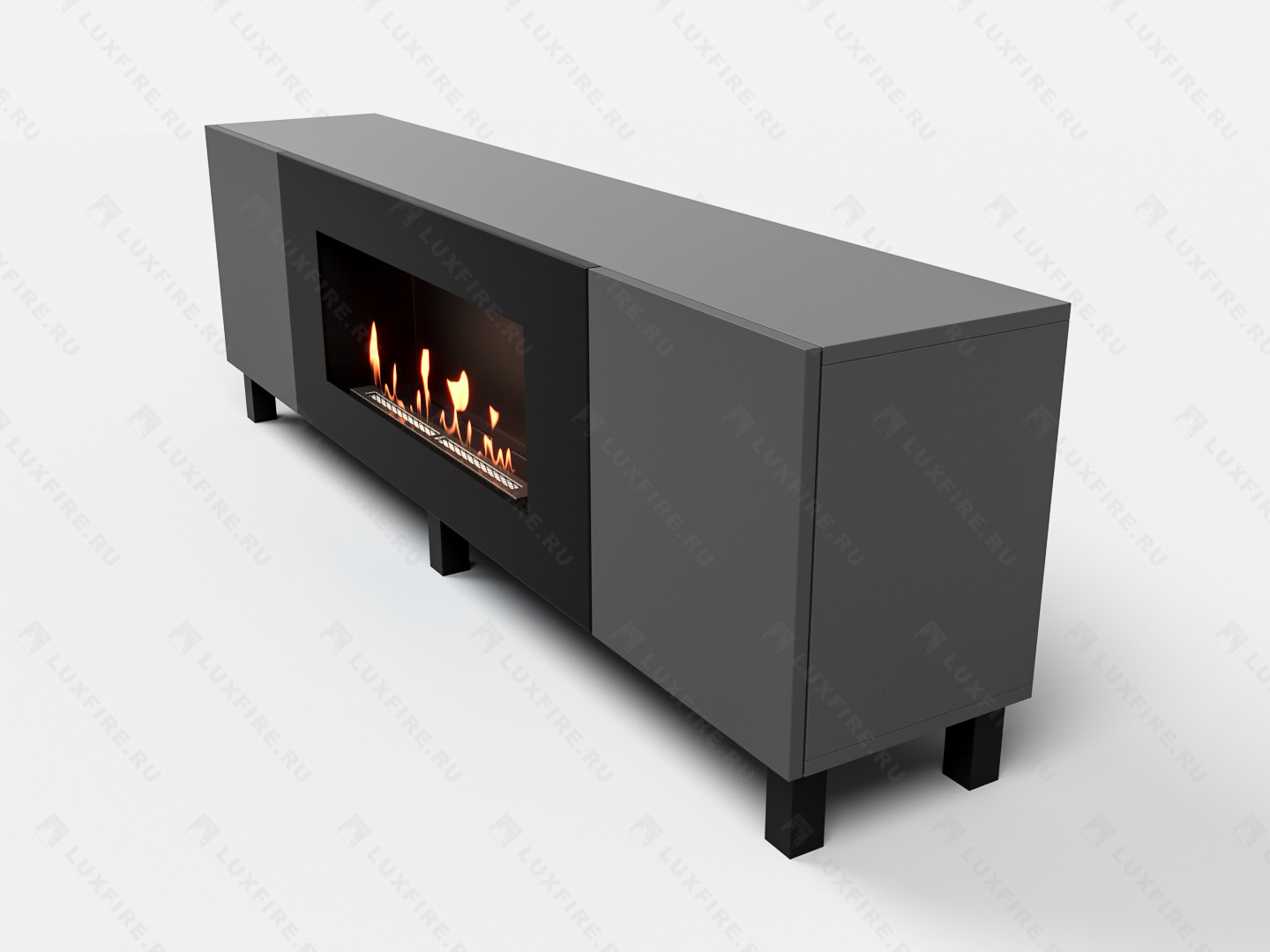 Тумба универсальная Lux Fire "Байкал Н" 1600, ножки, графит, с биокамином 900