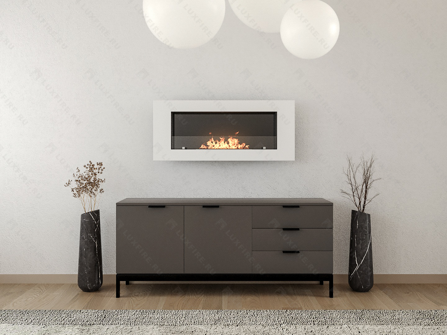 Настенный биокамин Lux Fire "Монро 2 Н" XS люкс со стемалитом