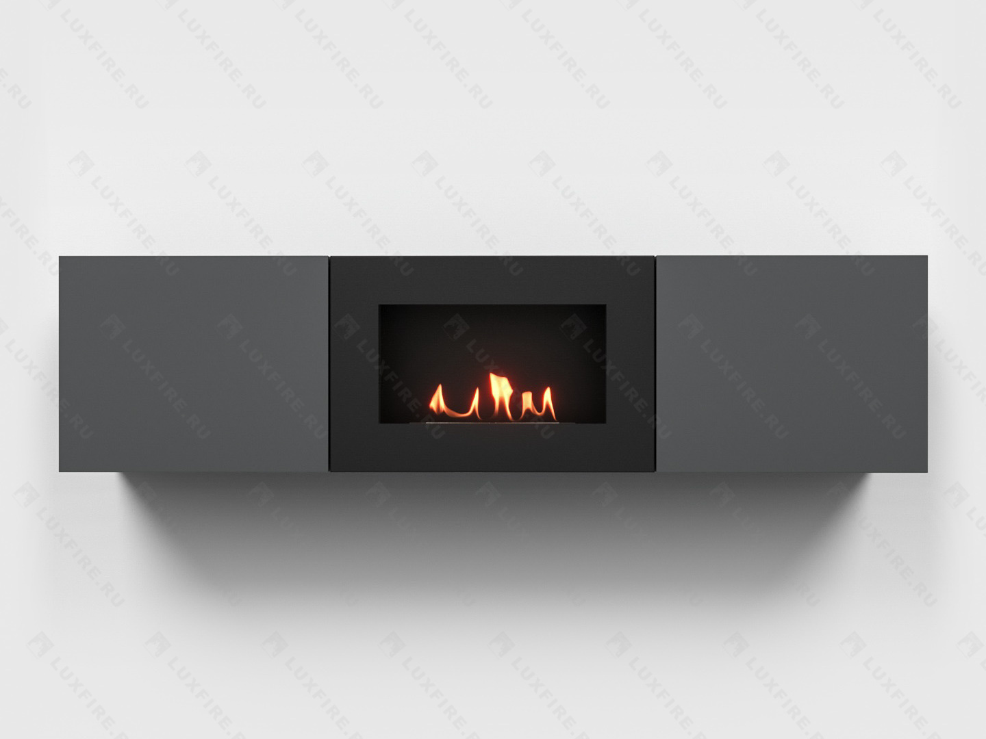 Тумба ТВ Lux Fire "Каспий" настенная 1600 матовая, графит с биокамином 600