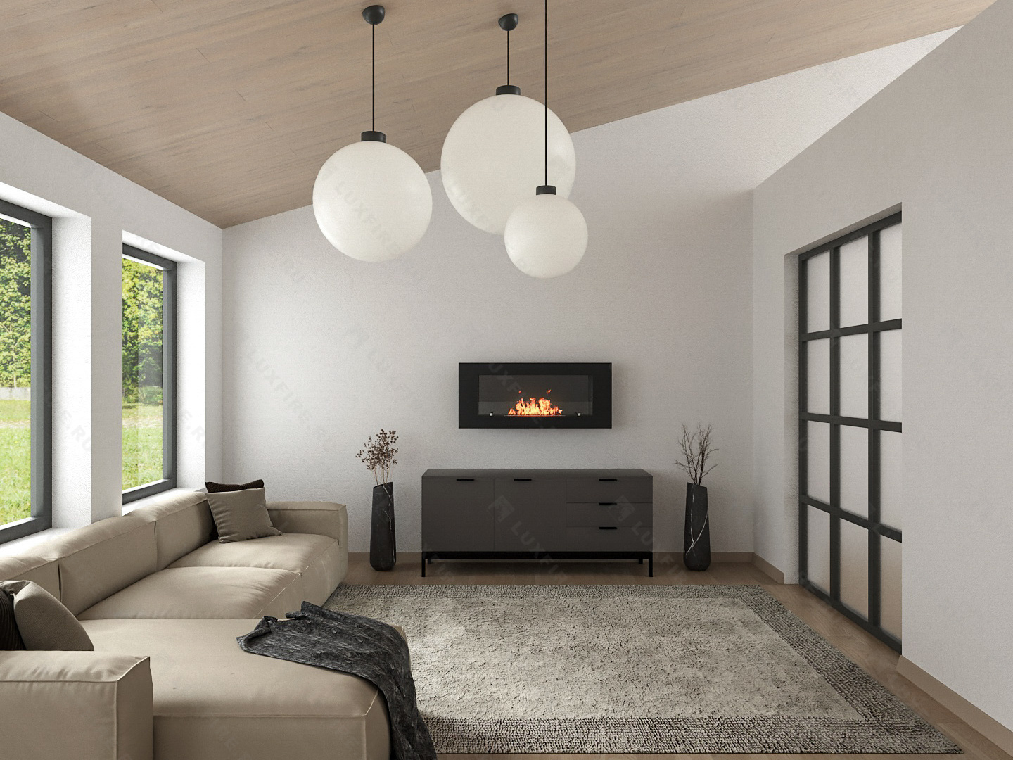 Настенный биокамин Lux Fire "Кент 2 Н" XS люкс со стемалитом