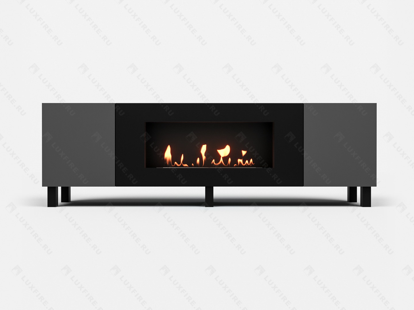 Тумба универсальная Lux Fire "Байкал Н" 1600, ножки, графит, с биокамином 900