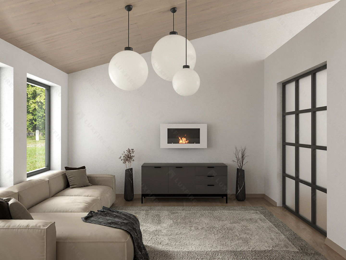 Настенный биокамин Lux Fire "Монро 1 Н" XS люкс со стемалитом