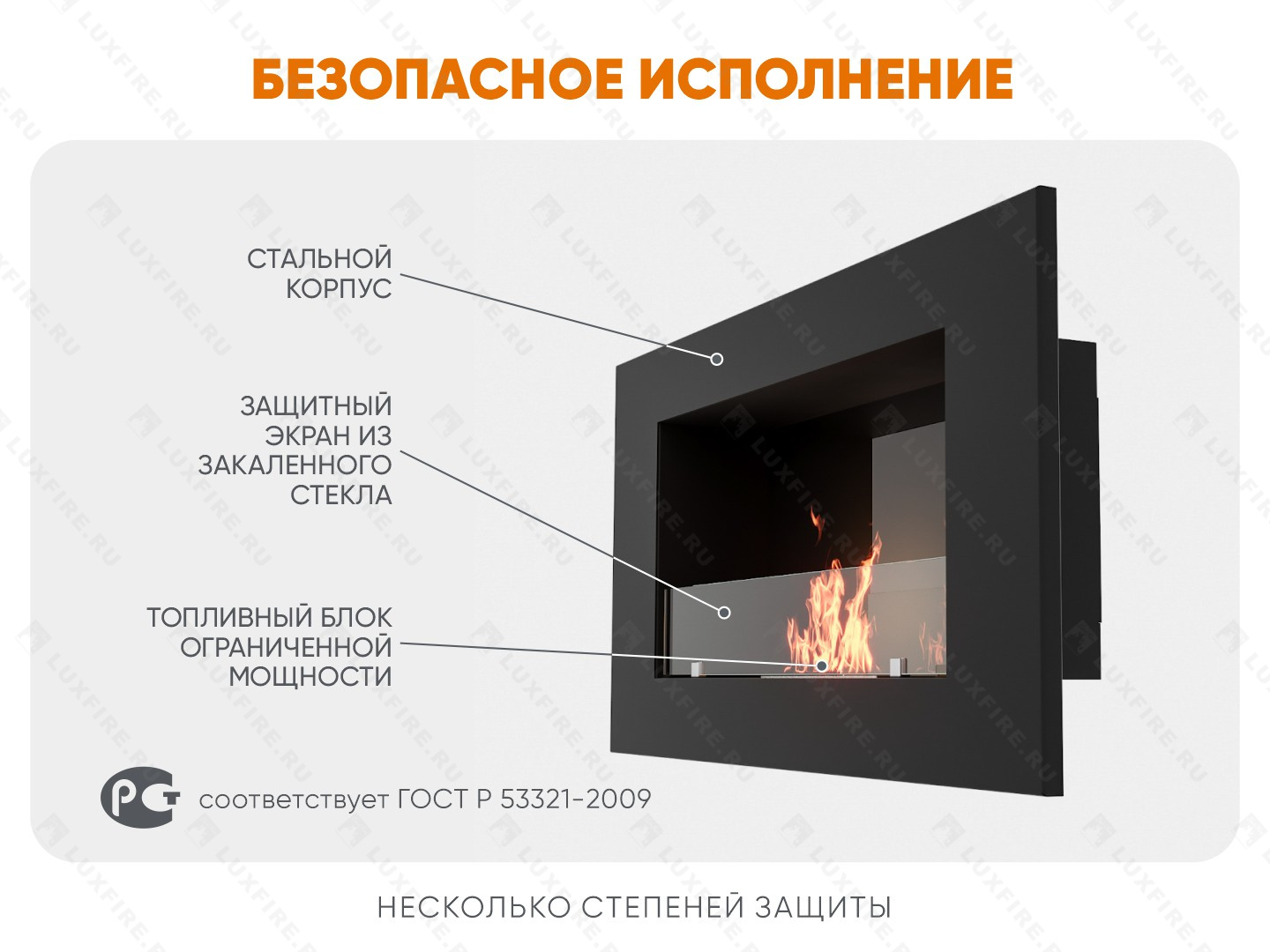 Настенный биокамин Lux Fire "Кент 1 Н" XS люкс со стемалитом