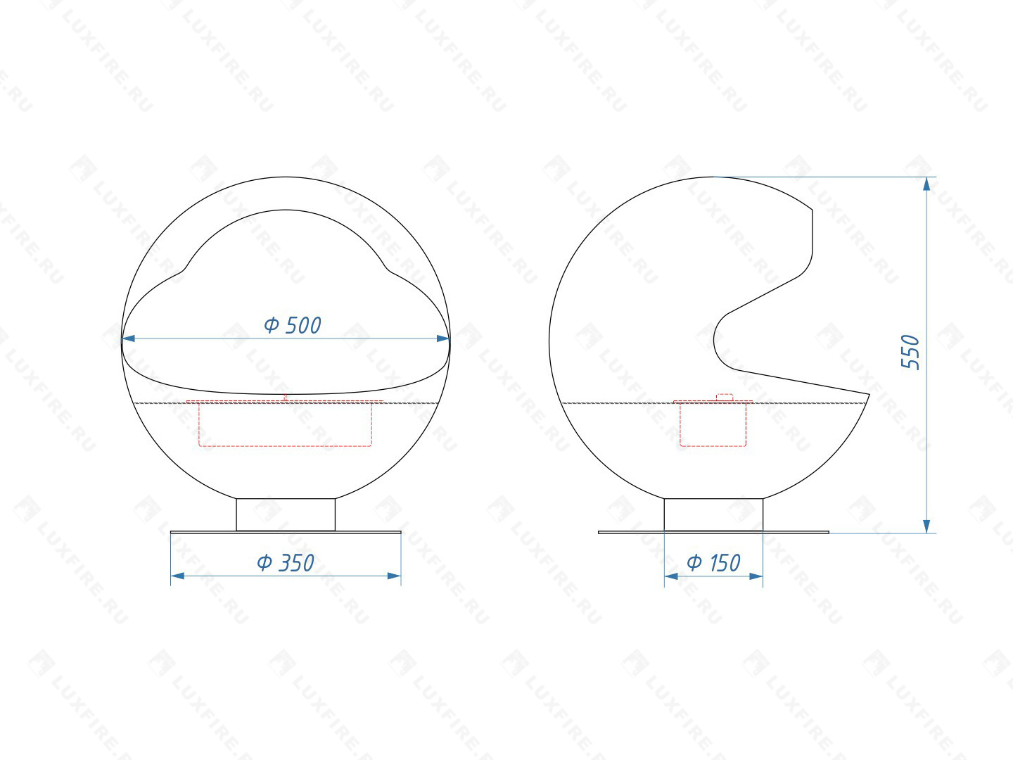 Напольный биокамин Lux Fire "Джонни"