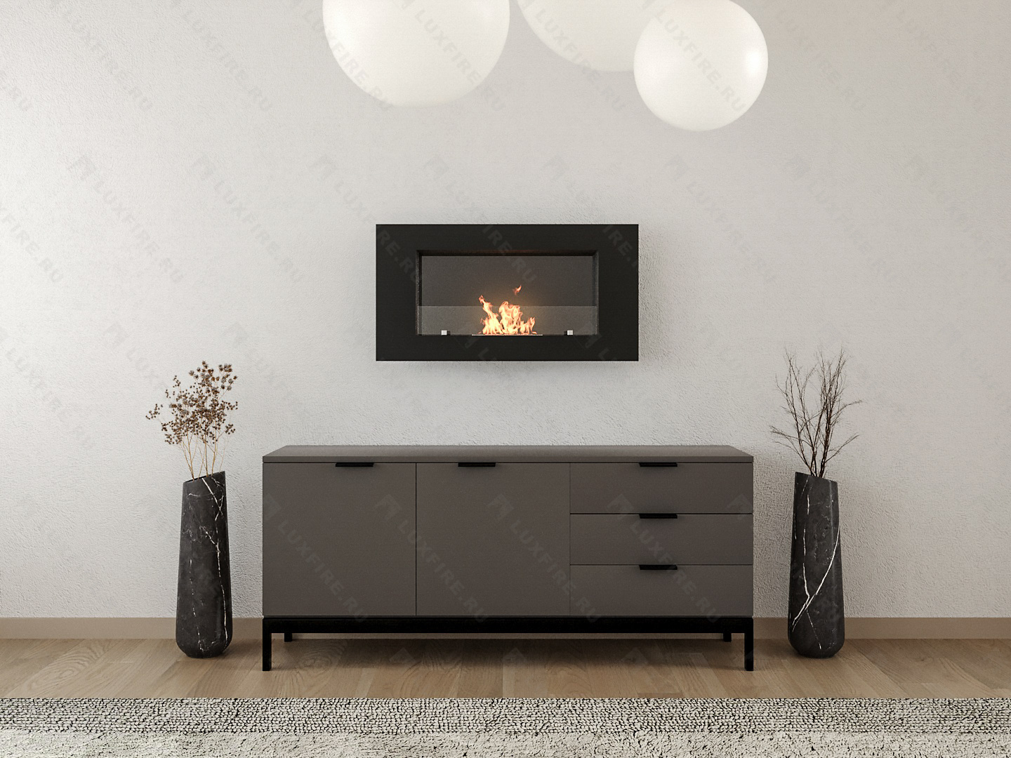 Настенный биокамин Lux Fire "Кент 1 Н" XS люкс со стемалитом