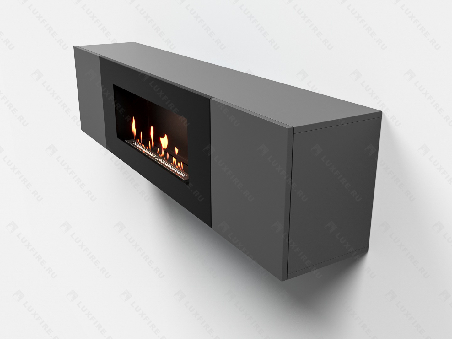 Тумба универсальная Lux Fire "Байкал Н" 1600, ножки, графит, с биокамином 900
